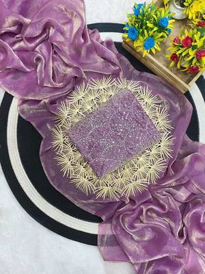 Onion Pink Color Embroidered Silk Blend Saree 3