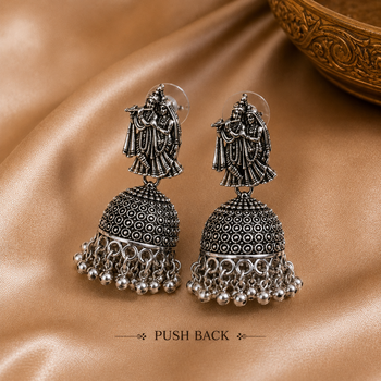 Oxidised silver look radha krishna jhumka's 6