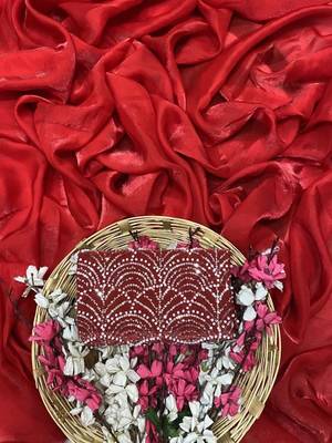 Red Color Embroidered Silk Blend Saree 2