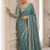 Sky Blue Color Embroidered Silk Blend Saree