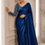 Teal Color Embroidered Silk Blend Saree