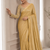 Yellow Color Embroidered Silk Blend Saree