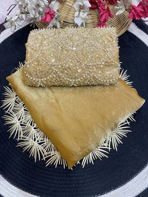 Yellow Color Embroidered Silk Blend Saree 4