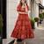 Orange cotton readymade kurti with printed work
