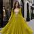 Mehendi georgette free size stitched navratri anarkali suit with laheriya & kutchi patchework