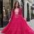 Rani-pink georgette free size stitched navratri anarkali suit with laheriya & kutchi patchework