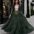 Dark-green georgette free size stitched navratri anarkali suit with laheriya & kutchi patchework