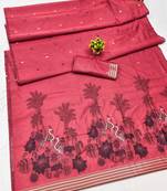 gajri lillen jacquard work saree with unstitched blouse piece