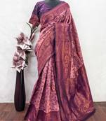 light pink art silk blend banarasi jacquard work saree with unstitched blouse piece