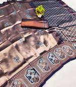 blue rama art silk blend jacquard work saree with unstitched blouse piece
