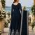 Navy faux georgette readymade anarkali suit with zari thread & embroidery work