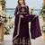 Purple faux georgette readymade anarkali suit with zari thread & embroidery work