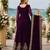 Purple faux georgette readymade anarkali suit with zari thread & embroidery work