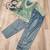 Blue silk bled  readymade suit with real mirror & sequence work