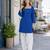 Blue cotton readymade suit with bandhej printed work