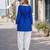 Blue cotton readymade suit with bandhej printed work