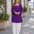 Purple cotton readymade suit with bandhej printed work