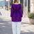 Purple cotton readymade suit with bandhej printed work