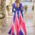 Blue&pink georgette free size stitched navratri anarkali suit with bandhej & embroidery work