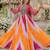 Pink&yellow georgette free size stitched navratri anarkali suit with bandhej & embroidery work