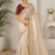 Off White Color Embroidery Sequence Work with Rich Floral Border Silk Blend Saree