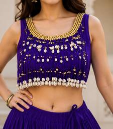 purple cotton embroidered mirror work ghagra choli