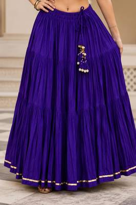 purple cotton embroidered mirror work ghagra choli 3