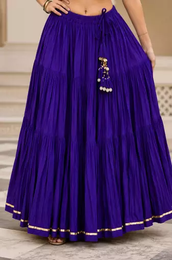 purple cotton embroidered mirror work ghagra choli