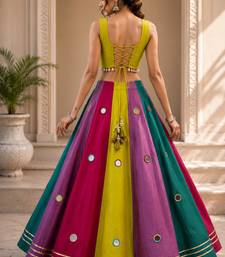 multicolor cotton embroidered mirror work ghagra choli