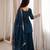 Stylish teal blue straight kurta with bell bottom pant and dupatta set