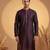 Mens purple silk blend woven design straight kurta