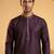 Mens purple silk blend woven design straight kurta