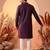 Mens purple silk blend woven design straight kurta