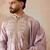 Men lavender zari embroidered silk blend kurta with trousers & dupatta