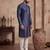 Mens blue jacquard woven design straight kurta