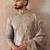 Men grey silk blend embroidered ethnic kurta with trousers & dupatta