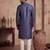 Mens blue jacquard woven design straight kurta