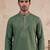 Mens green silk blend solid emboidered sequins kurta