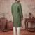 Mens green silk blend solid emboidered sequins kurta