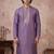 Mens lavender silk blend solid emboidered sequins kurta