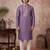 Mens lavender silk blend solid emboidered sequins kurta