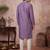 Mens lavender silk blend solid emboidered sequins kurta