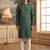 Mens green silk blend solid emboidered sequins kurta