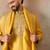 Men yellow silk blend embroidered ethnic kurta with trousers & dupatta