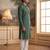 Mens green silk blend solid emboidered sequins kurta