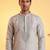 Mens grey silk blend solid emboidered sequins kurta