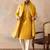 Mens yellow silk blend solid embroidered kurta & trouser with dupatta