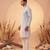 Mens grey silk blend solid emboidered sequins kurta