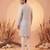 Mens grey silk blend solid emboidered sequins kurta