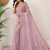 Pink Color Embroidery Sequence Work with Rich Floral Border Silk Blend Saree